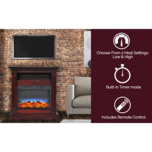 Cambridge Electric Fireplace Insert for Mantel with Realistic Multi-Color LED Flames & Enhanced Charred Log Display with Remote Control, Modern Indoor Heating for up to 210 Sq.Ft. (23" x 17.1" x 5")