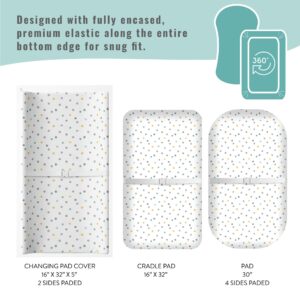 Featherhead™ 2-Pack Changing Pad Covers for Baby Boy & Girl - 100% Cotton Jersey - 16" x 32" - Ultra-Soft, Stretchy, & Lightweight Fitted Sheets (Polka Grey)