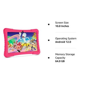 NORTH BISON Kids Tablet, 10 inch Tablet for Kids 64GB ROM+512GB Expand Android Tablets, Tablet APP Preinstalled & Parent Control Kids-Pink