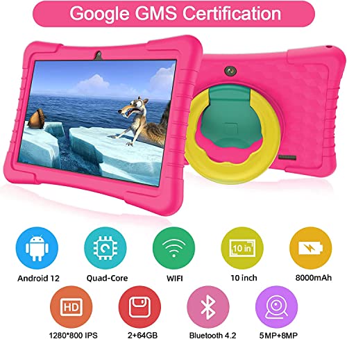 NORTH BISON Kids Tablet, 10 inch Tablet for Kids 64GB ROM+512GB Expand Android Tablets, Tablet APP Preinstalled & Parent Control Kids-Pink