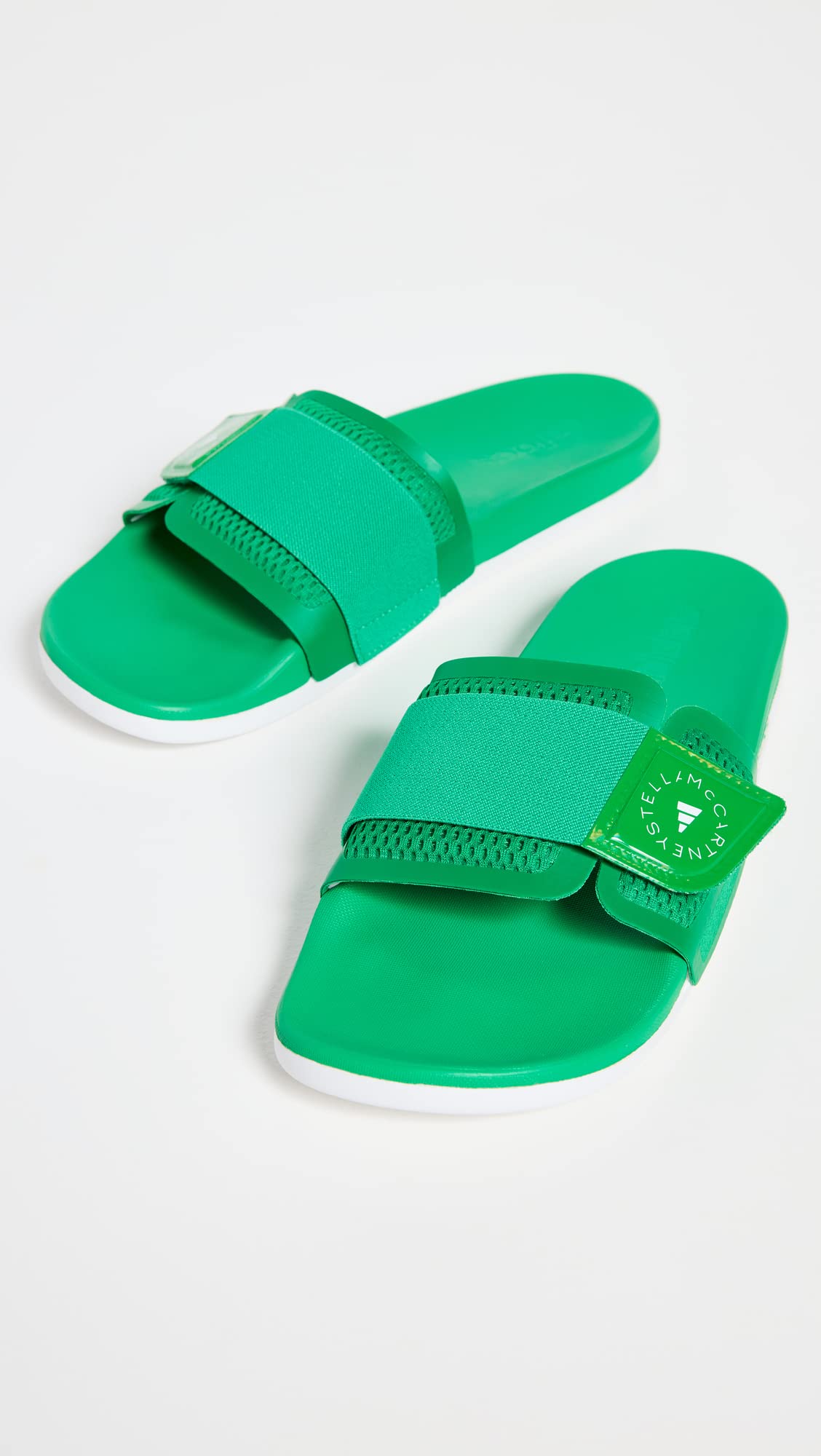 adidas by Stella McCartney Women's Slides, RichGreen/RichGreen/White, 7.5 Medium US