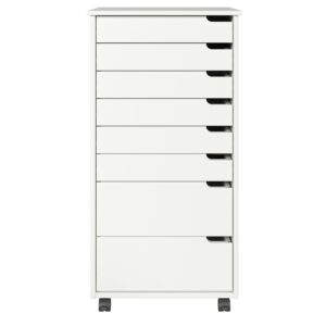 adeptus original euro roll cart, solid wood, 6+2 drawer extra wide drawers roll carts, white