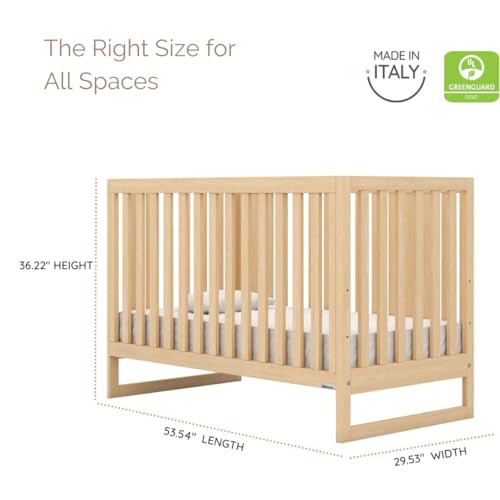 dadada Baby’s 3-in-1 Austin Convertible Crib - Newborn Essentials Baby Bed Fits Standard Crib Mattress - Adjustable Bed Base - Natural