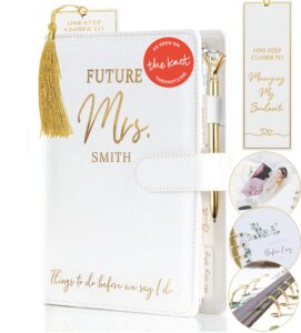 personalized wedding planner book and organizer for the bride Ð faux leather 'future mrs' wedding binder i wedding planning book checklist i includes pen, bookmark & stickers i perfect engagement gift