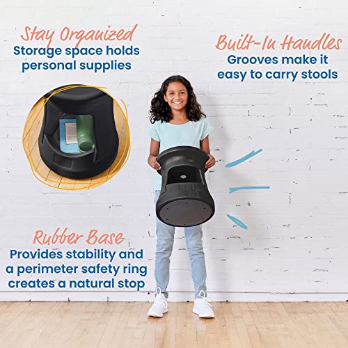 ECR4Kids Storage Wobble Stool, 15in Seat Height, Active Seating, Black