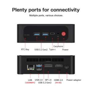 Beelink SER5 Mini PC, AMD Ryzen 5 5560U (6C/12T, Up to 4.0GHz), 16GB DDR4 RAM 500GB NVMe SSD Mini Desktop Computer Support 4K 60Hz Triple Display, WiFi6+BT5.2, HDMI2.0/DP1.4/USB3.2 for Office