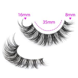 Natural Lashes Wispy False Eyelashes Natural Mink Lashes D Curl Faux Mink Eyelashes Fluffy Volume Cat Eye Lashes 7 Pairs by Eefofnn