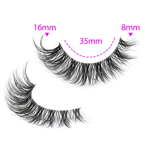 Natural Lashes Wispy False Eyelashes Natural Mink Lashes D Curl Faux Mink Eyelashes Fluffy Volume Cat Eye Lashes 7 Pairs by Eefofnn