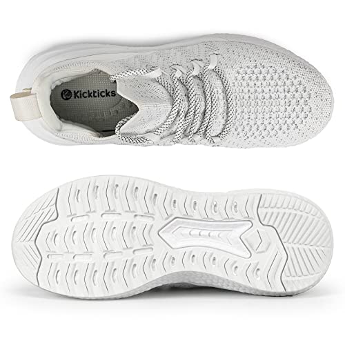 Kickticks Women's Slip On Sneakers - Athletic Tennis Running Workout Shoes Lightweight Casual Gym Sneakers for Women White