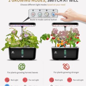 Hydroponics Growing System, 8 Pods Desktop Hydroponic Garden with Custom Spectrum LED Grow Light for Indoor Plants, Ultra-quiet Automatic Cycle Planting Herb Garden Kit with Water Pump for Home Office