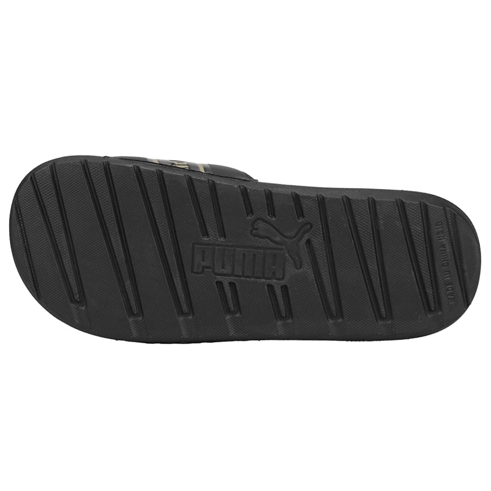 Puma - Womens Cool Cat Stripe Repeat Sandals, Size: 8 M US, Color: Puma Black/Puma Team Gold