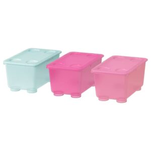 ikea glis storage box with lid pink/turquoise (polypropylene plastic)(pack of 2)