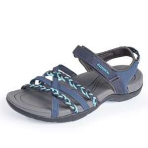 equick women hiking sandals comfortable walking hook loop strap sandals beach vacation casual sport sandal u222bznlx594.de-dark.blue-8
