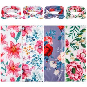 moukeren 4 sets baby swaddle newborn baby receiving blankets with headbands newborn floral printed swaddle blanket infant swaddle nursery swaddling blankets for newborn shower swaddle gifts, 4 design
