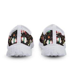 Ystardream Christmas Snowman Elk Women's Casual Walking Shoes Work Slip-on Sneakers Fashion Lightweight Breath Mesh Air Cushion Shoe Lady Girls Athletic Dance Casual