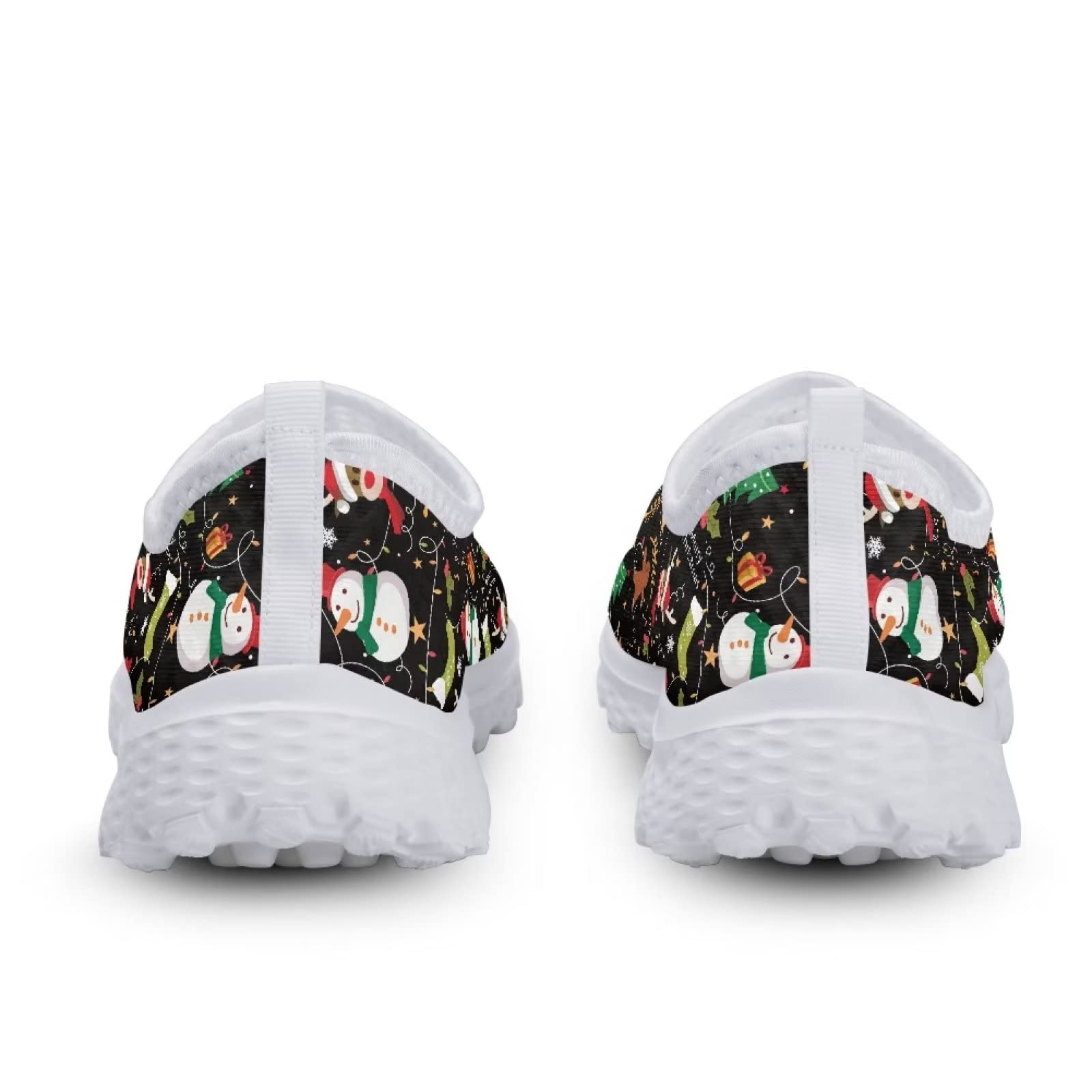 Ystardream Christmas Snowman Elk Women's Casual Walking Shoes Work Slip-on Sneakers Fashion Lightweight Breath Mesh Air Cushion Shoe Lady Girls Athletic Dance Casual