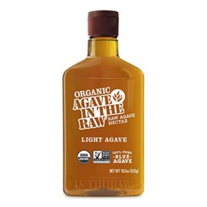 agave in the raw light organic agave nectar sweetener | blue raw agave syrup | no added flavors or erythritol | sugar alternative for coffee, baking, cooking, hot & cold drinks | natural, low carb, low glycemic, vegan, gluten-free | 18.5oz bottle (pack of