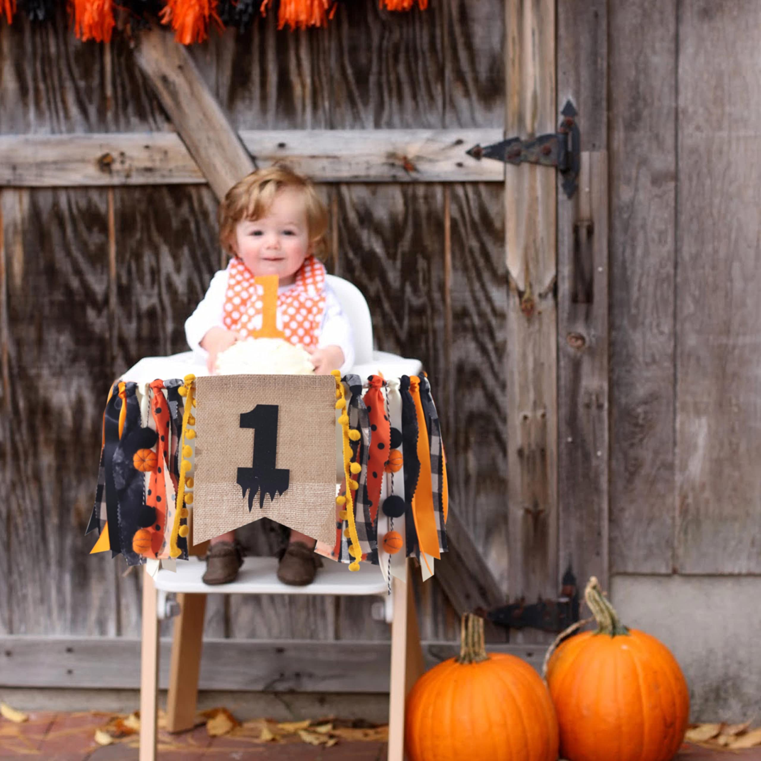 HighChair Banner for 1st Birthday - Halloween Decorations for Photo Booth Props, Birthday Souvenir and Gifts for Kids, Best Party Supplies (Halloween Birthday Banner)