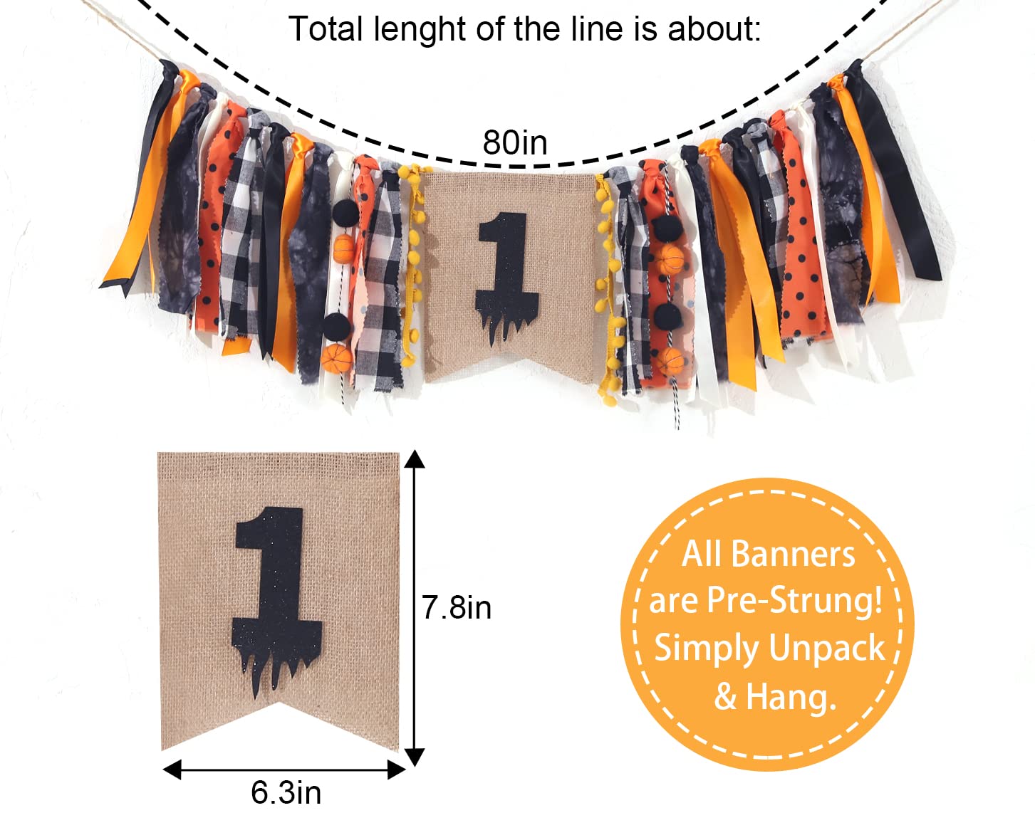 HighChair Banner for 1st Birthday - Halloween Decorations for Photo Booth Props, Birthday Souvenir and Gifts for Kids, Best Party Supplies (Halloween Birthday Banner)