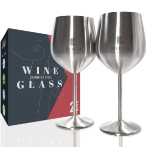 royal merchs stainless steel wine glass 2 pack - matte stainless steel wine glasses - silver wine glasses - metal wine glass - wine glass stainless steel - stainless steel wine glass duce