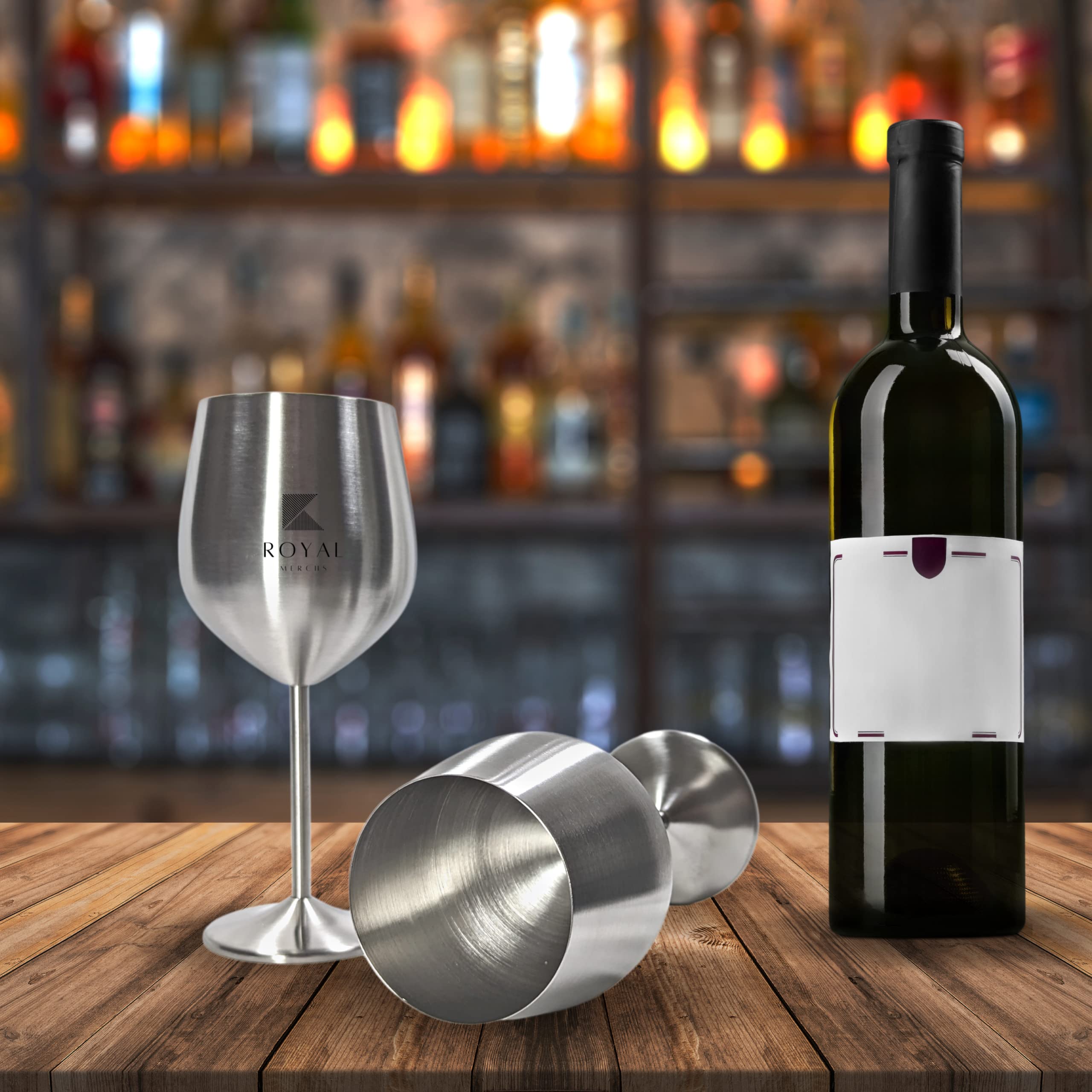 Royal Merchs Stainless Steel Wine Glass 2 pack - Matte Stainless Steel Wine Glasses - Silver Wine Glasses - Metal Wine Glass - Wine Glass Stainless Steel - Stainless Steel Wine Glass Duce