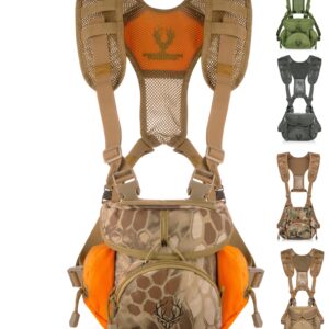 Boundless Performance Binocular Harness Chest Pack - Our Bino harness case is great for hunting, hiking, and shooting - Bino straps secure your binoculars - holds rangefinders, bullets, gear - Orange