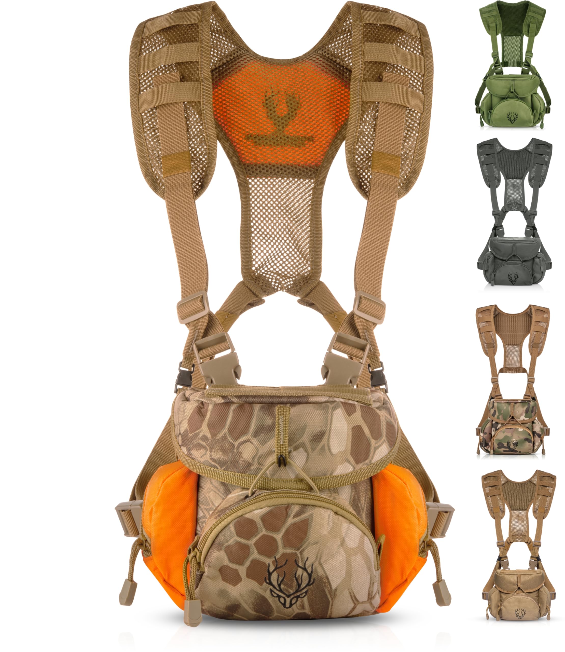 Boundless Performance Binocular Harness Chest Pack - Our Bino harness case is great for hunting, hiking, and shooting - Bino straps secure your binoculars - holds rangefinders, bullets, gear - Orange