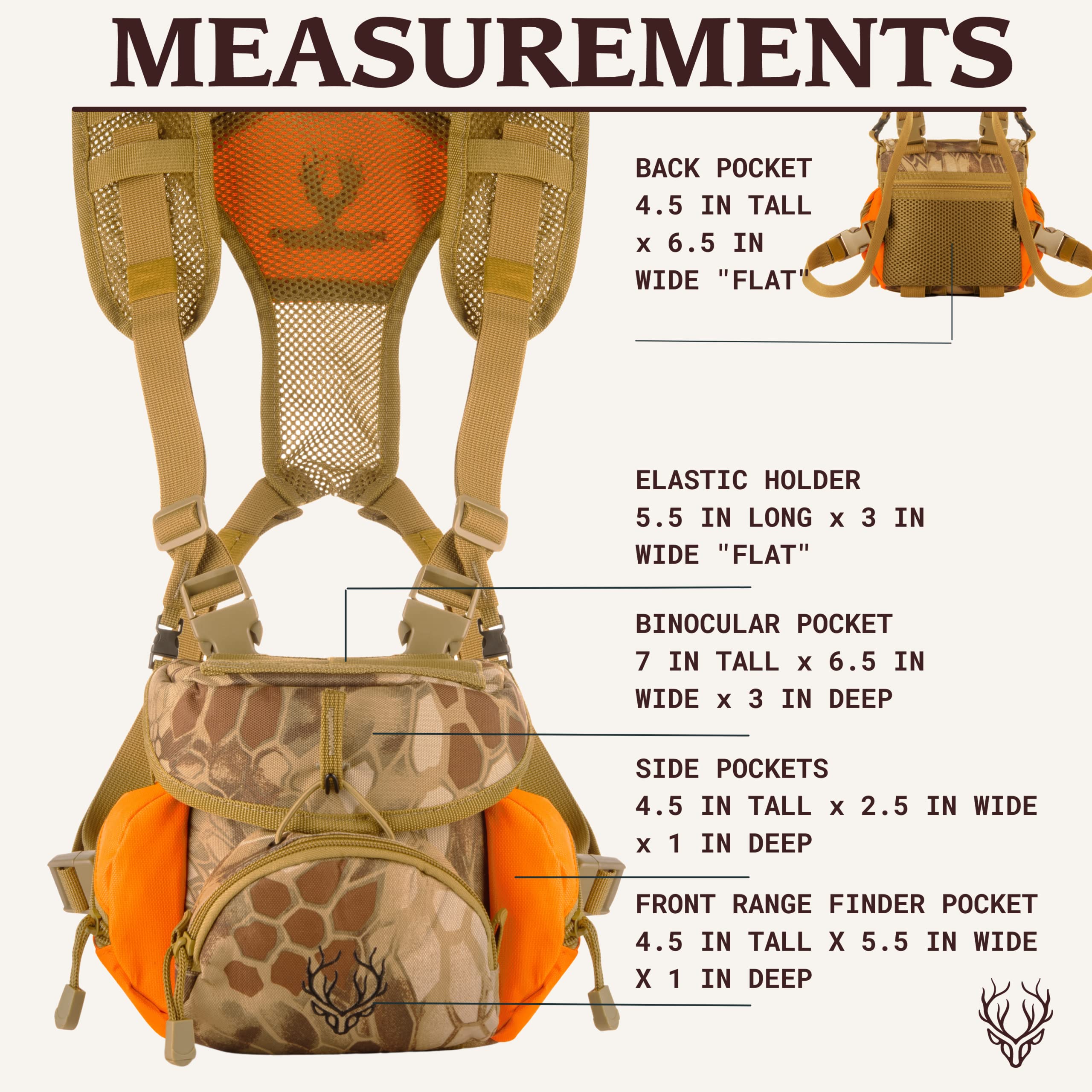 Boundless Performance Binocular Harness Chest Pack - Our Bino harness case is great for hunting, hiking, and shooting - Bino straps secure your binoculars - holds rangefinders, bullets, gear - Orange