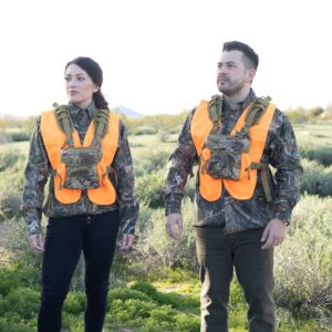 Boundless Performance Binocular Harness Chest Pack - Our Bino harness case is great for hunting, hiking, and shooting - Bino straps secure your binoculars - holds rangefinders, bullets, gear - Orange