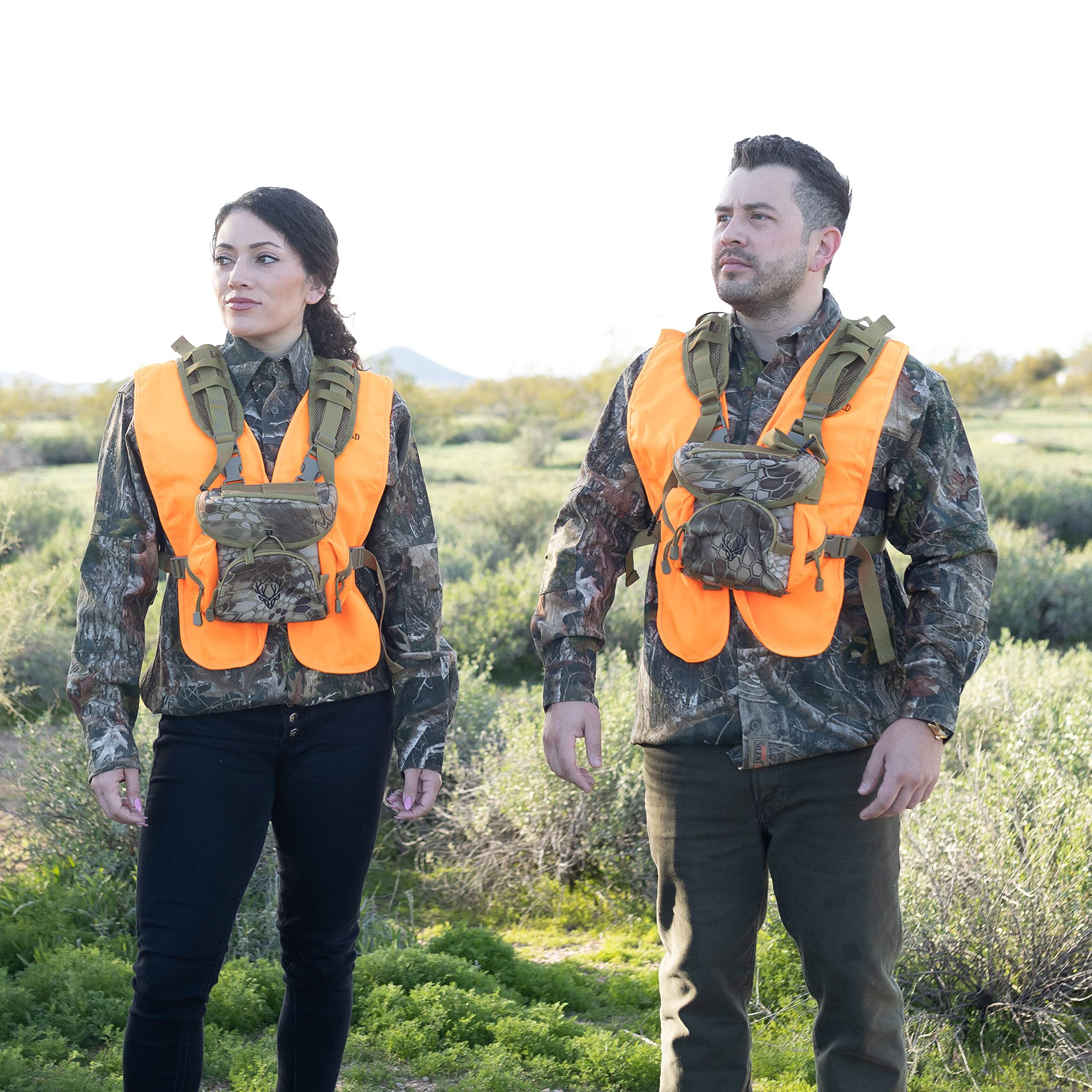 Boundless Performance Binocular Harness Chest Pack - Our Bino harness case is great for hunting, hiking, and shooting - Bino straps secure your binoculars - holds rangefinders, bullets, gear - Orange