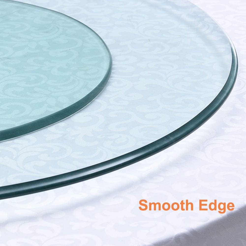 Lazy Susan Clear Round Turntable 50cm/20in Tabletop Glass Rotating Tray Serving Plate, 60cm/24in Dining Table Centerpiece Dining Table Centerpiece Swivel Tray Easy to Clean with Silent Bearings