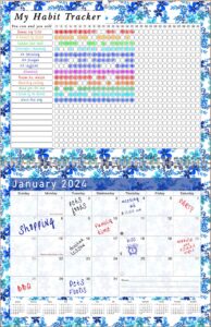 2024 monthly desktop/wall calendar/planner - habit tracker - daily, weekly & monthly goal motivational habit tracking journal inspirational - (edition #022)