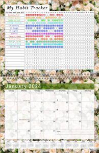 2024 monthly desktop/wall calendar/planner - habit tracker - daily, weekly & monthly goal motivational habit tracking journal inspirational - (edition #023)