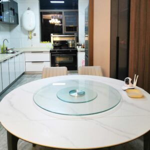 Glass Turntable Lazy Susan, 20in/50cm Round Rotating Tray Tabletop Serving Plate For Kitchen Dining Table, 60cm/24in Anti-tilt Silent Swivel Tray 8mm Thick (Size : 50cm/20Inch)