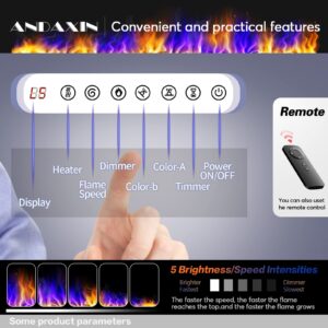 ANDAXIN Recessed and Wall Mounted 50" Electric Fireplace, Wall Fireplace Electric with Remote Control and Timer, Adjustable Flame Color and Speed, Touch Screen, 750-1500W, Black