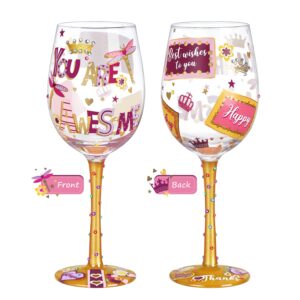 nymphfable you are awesome gifts for women thank you gift, hand painted wine glasses decorative wine glasses, birthday gift for mom, teacher, friend 15oz