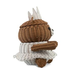 G6 COLLECTION Bear Rattan Storage Basket with Lid Decorative Bin Home Decor Hand Woven Shelf Organizer Cute Handmade Handcrafted Gift Art Decoration Artwork Wicker (Princess Bear)