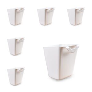 6 pack hanging cup holders, wall organizers, rolling cart accessories hanging pen holders storage containers hanging buckets for home decor office, kitchen, art & craft supplies accessories (white)