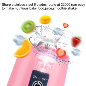 Portable Blender Smoothies Personal Blender Mini Shakes Juicer Cup USB Rechargeable 14oz. (Black)