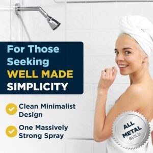 HammerHead Showers® ALL METAL 2 Inch High Pressure Shower Heads - CHROME – 2.5 GPM Shower Heads High Pressure - High Flow Shower Head with ADJUSTABLE SPRAY PATTERN - Fixed Shower Head