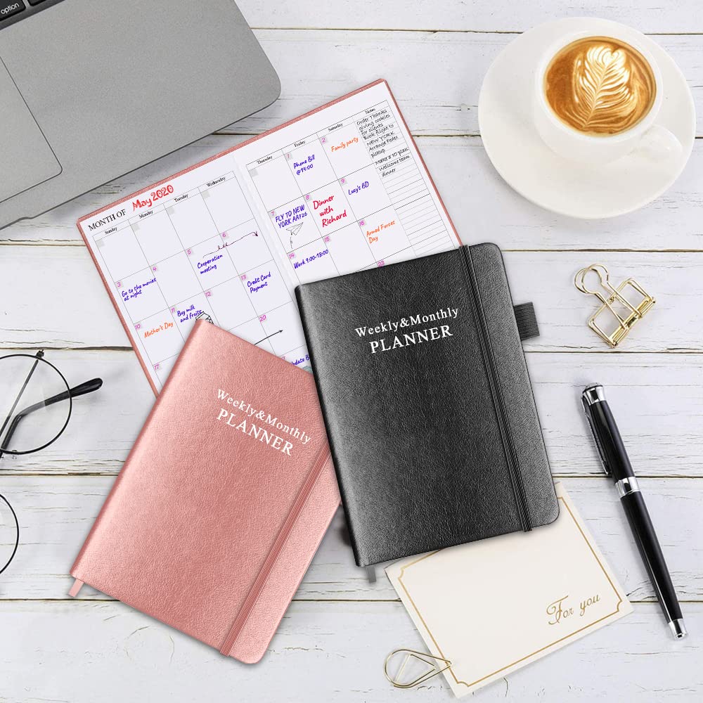 Hardcover Undated Planner for Any Year - Weekly & Monthly Planner & Journal to Track Goals, Perfect to Organize Your Daily Life, 5.85" x 8.25", Rose