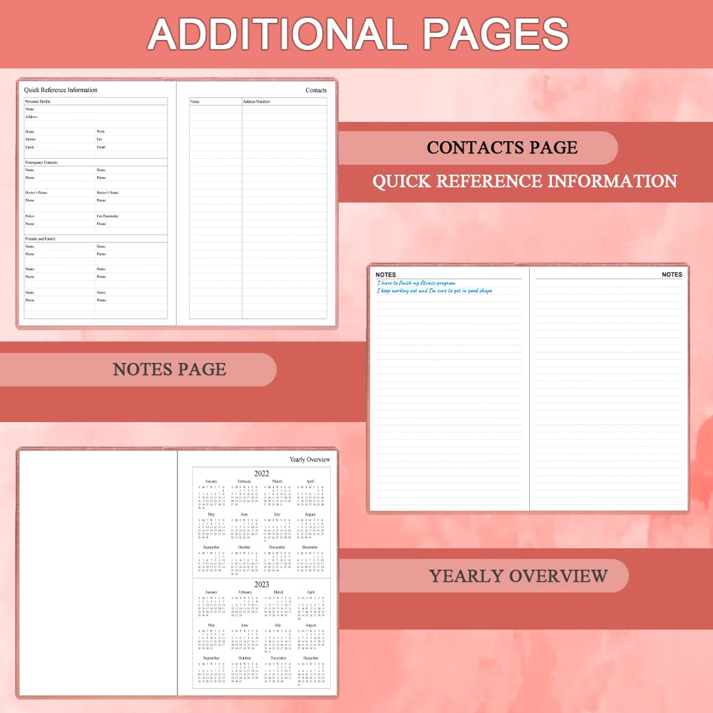 Hardcover Undated Planner for Any Year - Weekly & Monthly Planner & Journal to Track Goals, Perfect to Organize Your Daily Life, 5.85" x 8.25", Rose