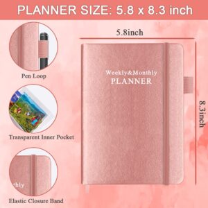 Hardcover Undated Planner for Any Year - Weekly & Monthly Planner & Journal to Track Goals, Perfect to Organize Your Daily Life, 5.85" x 8.25", Rose