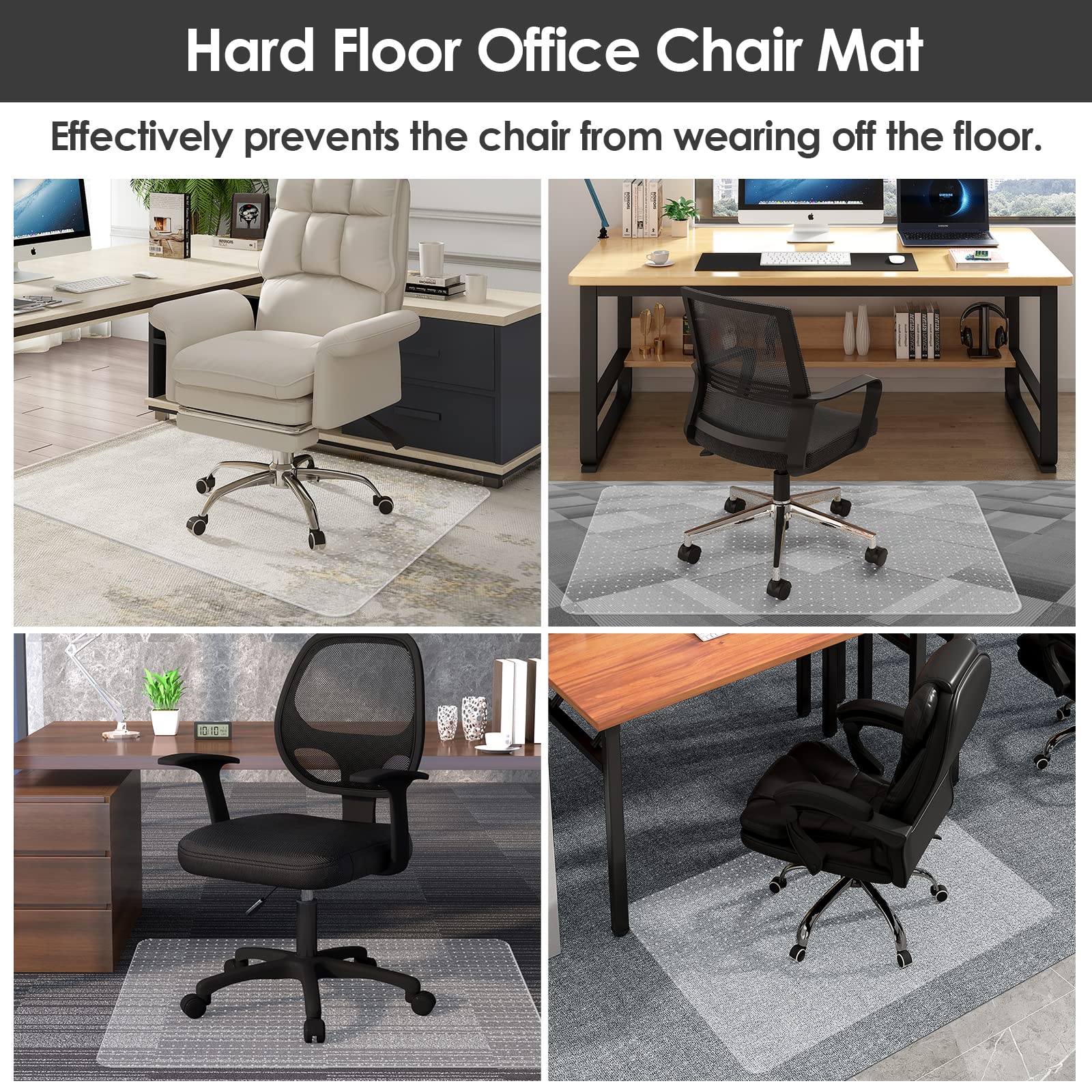 MONICAT Office Chair Mat for Carpet Floor,Heavy Duty Desk Chair Mat for Carpeted Floors,Computer Gaming Plastic Floor Mat for Office Chair on Low and No Pile Carpet,Smooth Glide,Transparent 30x48