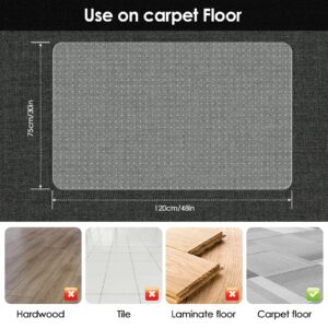 MONICAT Office Chair Mat for Carpet Floor,Heavy Duty Desk Chair Mat for Carpeted Floors,Computer Gaming Plastic Floor Mat for Office Chair on Low and No Pile Carpet,Smooth Glide,Transparent 30x48
