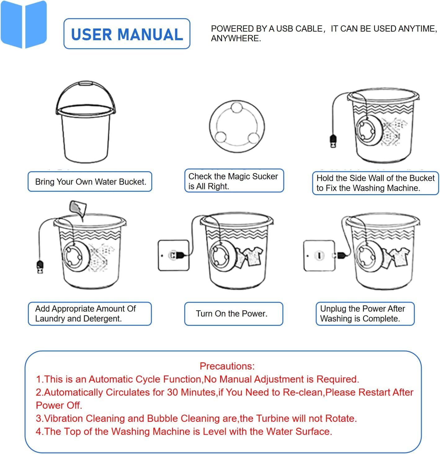 30W Portable Washing Machine for Traveling,Automatic Cycle Mini Washing Machine Foldable Design USB Powered Portable Turbo Washer for Sink Tiny House Travel RV