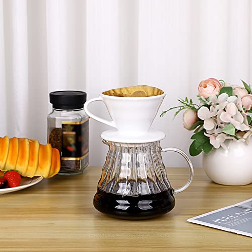 ELLDOO Ceramic Pour Over Coffee Dripper, Coffee Dripper Cone Brewer, Pour Over Cone Coffee Maker Slow Brewing Accessories for Home Office Cafe, 1 Cup Size, White