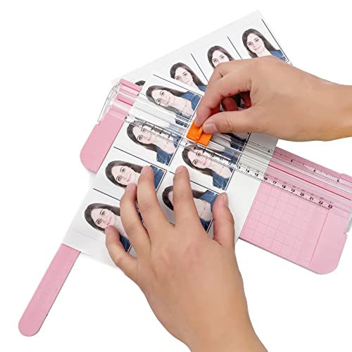 QYQRQF Paper Cutter, A4 Paper Trimmer with Security Safeguard & Side Ruler Portable Straight Edge Cutter for Scrapbooking Craft Paper, Photos, Label, Cardstock (Pink)