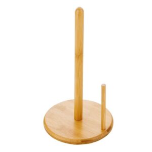 Wood Paper Towel Holder, Wooden Paper Towel Holder Countertop with Real Wooden Base, Kitchen Roll Holder Paper Towel Stand Countertop & Roll Organizer for Table, Free-Standing Kitchen Roll Holder