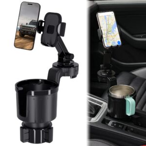 master show 2-in-1 car cup holder cell phone holder, large car cup holder expander with phone holder, cell phone holder for car, compatible with iphone, samsung & all smartphones